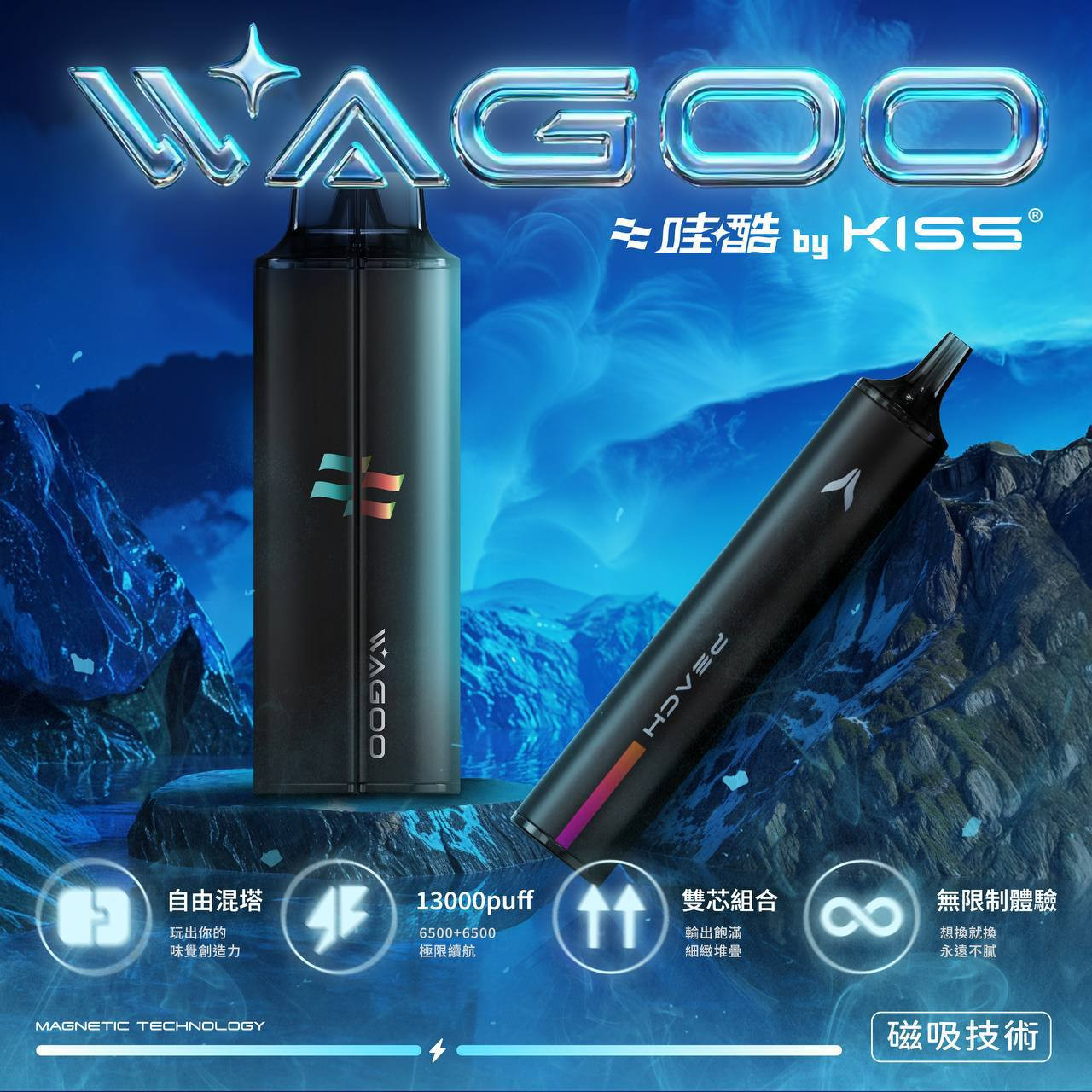 (New!!)哇酷 WAGOO & KIS5 6500口 雙芯雙倉拋棄式
